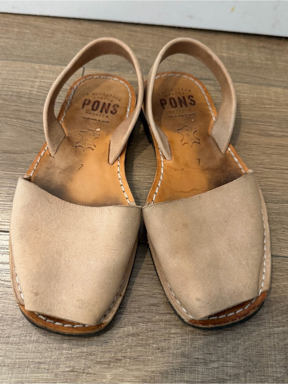 PONS Women's Nude suede Leather Slingback Sandals size 7 / 37 - Picture 2 of 9